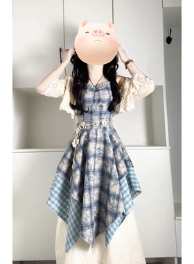 夏季韩系复古风绝美高级感不规则吊带连衣裙搭配防晒开衫两件套装