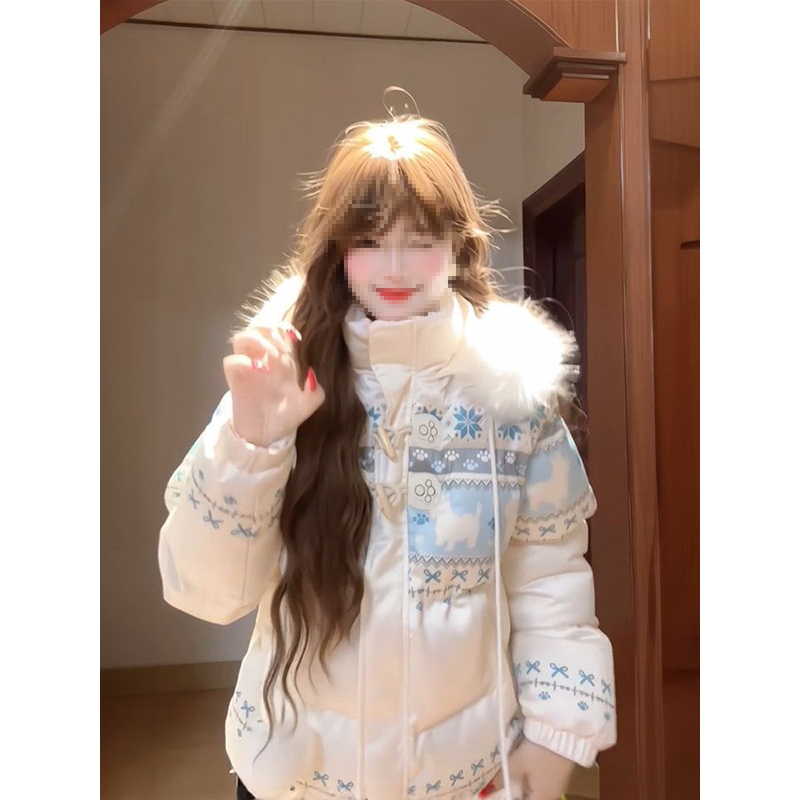 保暖加厚百搭满印棉衣面包服