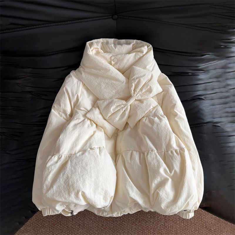 2026冬季新款学院风设计感杏色立领花苞棉服外套女保暖蝴蝶结围巾,女装/女士精品,时尚套装,淘宝优惠券,粉丝福利购,淘宝优惠卷