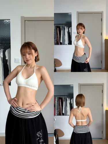 BLACKBOX黑盒子美式辣妹风挂脖美背吊带文胸夏季百搭运动挂脖内衣