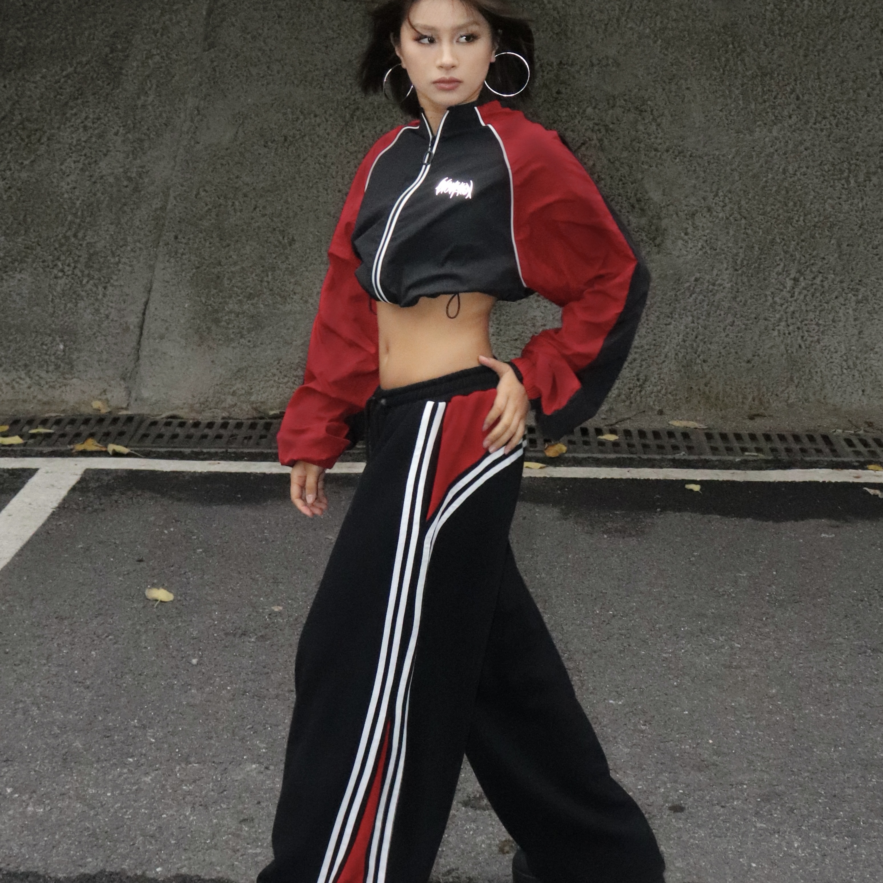 BLACKBOX黑盒子原创拼色复古美式街舞爵士舞运动纯棉卫裤男女同款