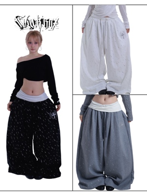 BLACKBOX原创【流星】滴塑烫银刺绣美式卫裤凉感爵士舞街舞运动裤