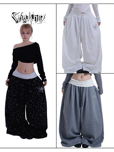 BLACKBOX原创【流星】滴塑烫银刺绣美式卫裤凉感爵士舞街舞运动裤