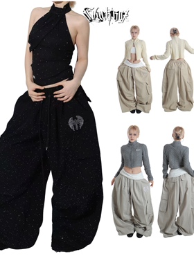 BLACKBOX原创“Angel Cross”撒银烫钻爆闪工装裤街舞爵士舞男女