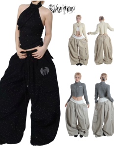 裤 BLACKBOX原创 撒银烫钻爆闪工装 Cross 街舞爵士舞男女 Angel