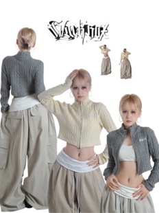 外套男女四季 BLACKBOX黑盒子原创辣妹风拉链针织短款 薄款 开衫 修身