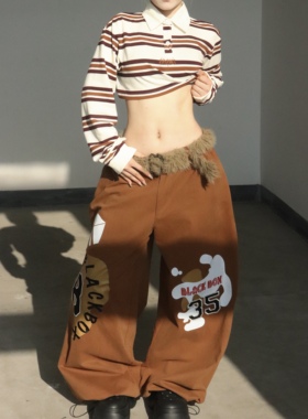 BLACKBOX“糖炒栗子”黑盒子原创美式复古重工印花刺绣纯棉工装裤