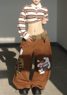 BLACKBOX“糖炒栗子”黑盒子原创美式复古重工印花刺绣纯棉工装裤