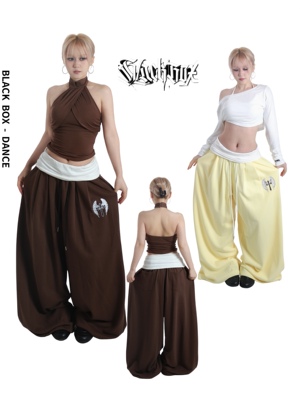 BLACKBOX原创美式印花休闲裤百搭阔腿裤运动卫裤街舞爵士舞男女