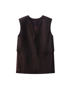 春夏新品 || V领亚麻双口袋简约长马甲 ES25V7201S