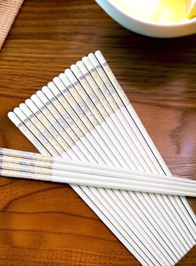时光漫步健康陶瓷筷子防滑防霉抗菌家用瓷筷骨瓷易清洗耐高温餐具
