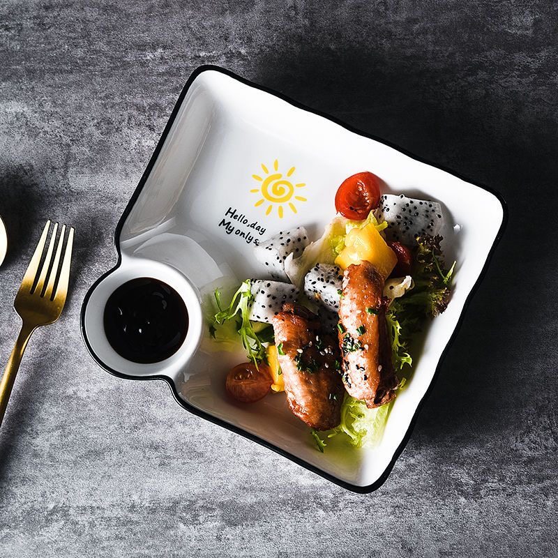 7.5英寸分格盘陶瓷西餐盘