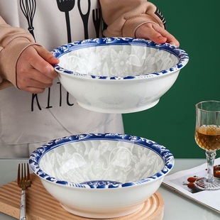 青花复古风9/10英寸大号汤碗加厚陶瓷大碗毛血旺水煮鱼大汤碗