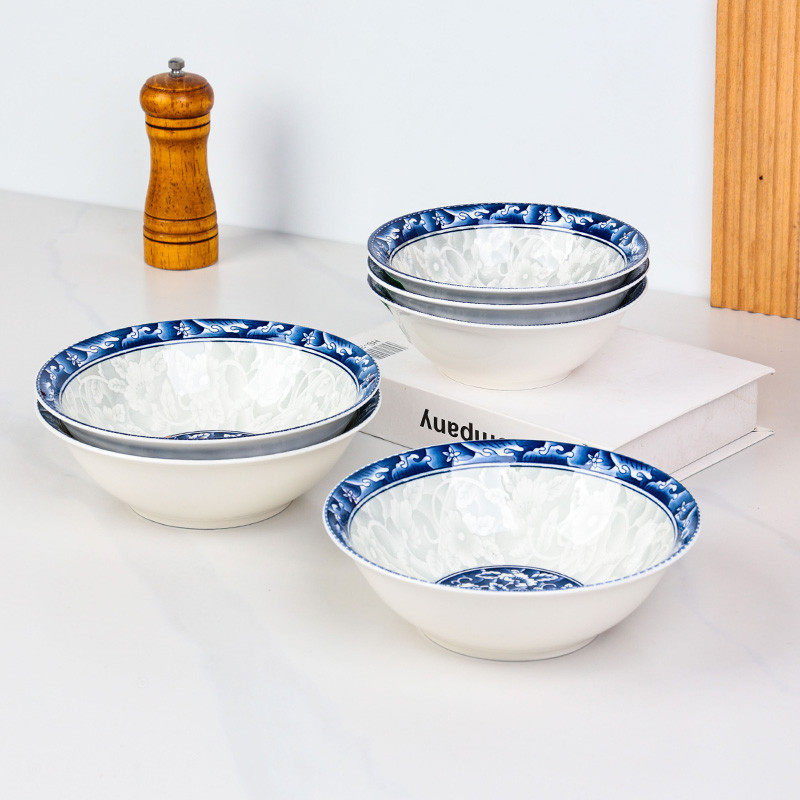 中式青花瓷家用汤碗面碗菜碗创意高颜值陶瓷组合餐具搬家乔迁用碗