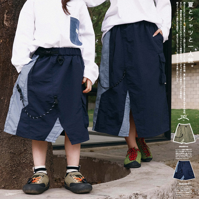 山系户外风女童速干防水半身裙母女亲子装儿童夏季时尚中长款裙子