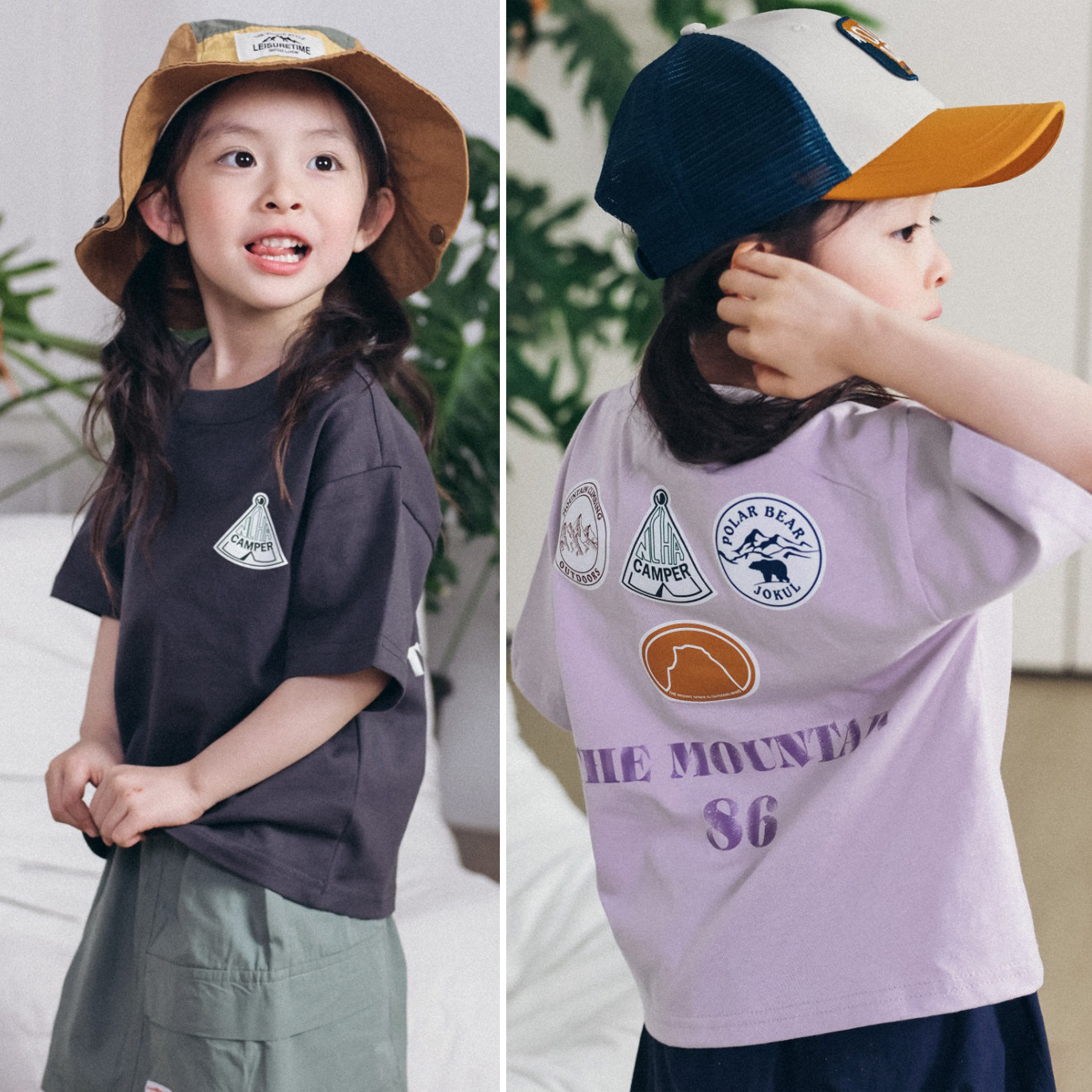 山系儿童纯棉短袖t恤2025夏装男童女童户外露营风上衣亲肤棉衣服,童装/婴儿装/亲子装,T恤,淘宝优惠券,粉丝福利购,淘宝优惠卷