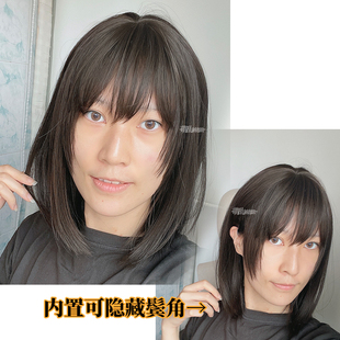 隐藏鬓角短内扣+日常棕假发女万用池唐哑光小底刘海恋与女主cos