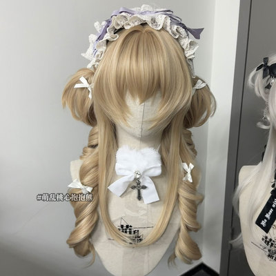 桃心抱抱熊+lolita罗马卷白金蕾水母双马尾高层次长doll洋娃娃oc