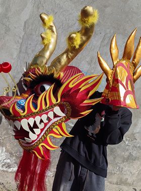 舞龙龙头道具运动会龙头舞龙全套成人舞龙舞狮表演道具舞龙小学生