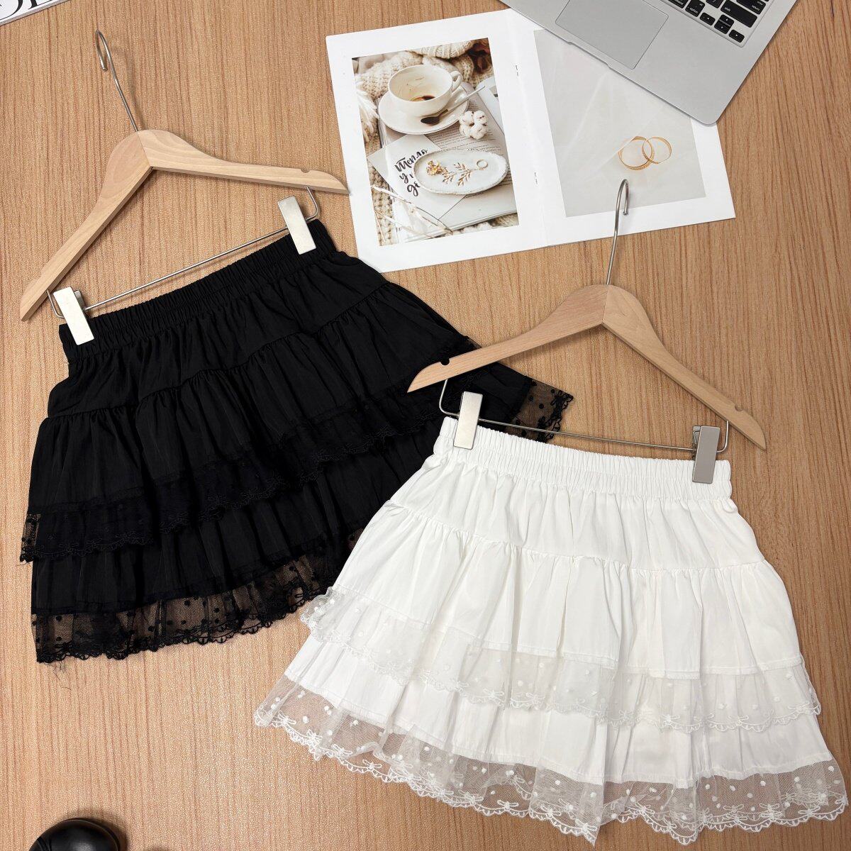 中裙 春夏2026新款韩系ins花边拼接甜美减龄蛋糕短裙小个子半身裙