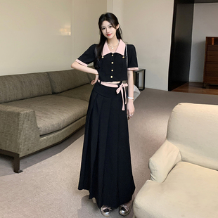 中裙胖MM梨形身材穿搭裙子套装 两件套女 微胖显瘦遮肉半身裙夏装