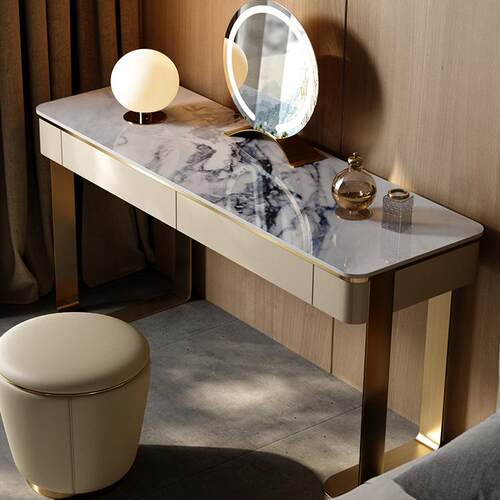 岩板奢华梳妆台冰山美人储藏轻奢