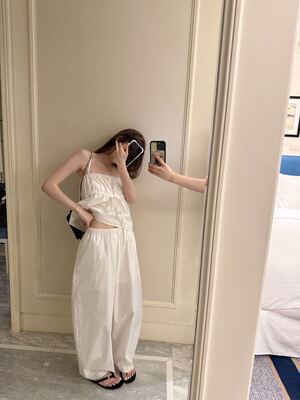oker章壳儿正品～松紧腰休闲气球裤百搭韩系纯棉九分裤A913
