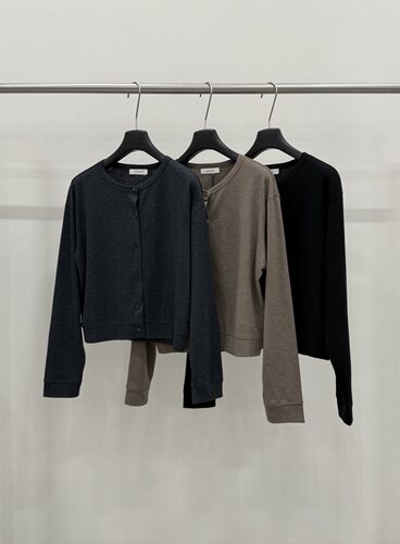 low flat正品～圆领针织开衫外套薄款韩系简约百搭26秋季新款