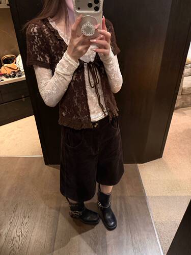 oker章壳儿正品～灯芯绒中裤百搭直筒秋冬韩系26新款A1073