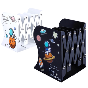 伸缩书立架卡通创意书立白色中小生学生用办公折叠书架桌面收纳放书夹黑色夹书器简约挡书板隔挡板书托铁架