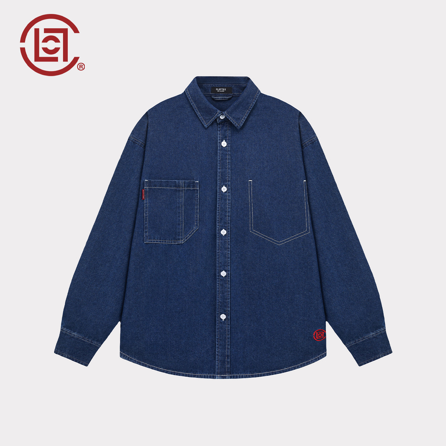 CLOTTEE by CLOT工装原色牛仔衬衫男士秋季新款翻领宽松长袖衬衣K