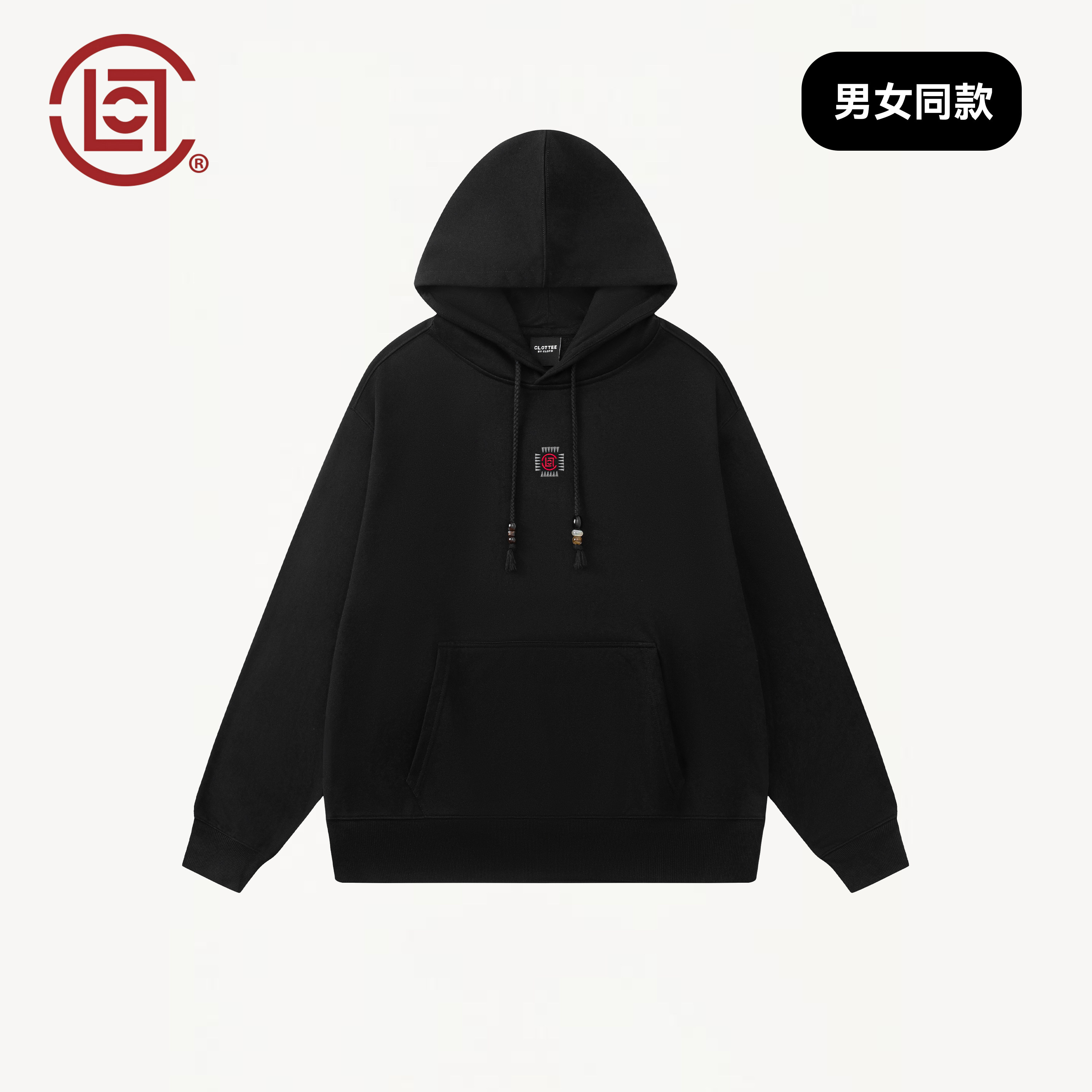 CLOTTEE中式图腾刺绣连帽卫衣