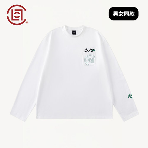 CLOTTEE by CLOT熊猫刺绣秋季新款休闲长袖宽松圆领长袖情侣款W