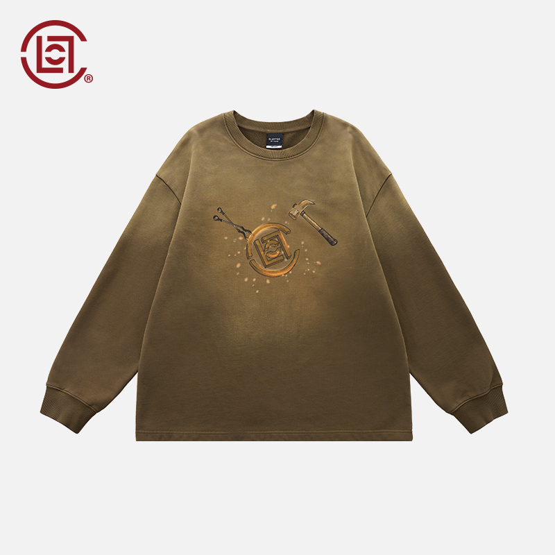 【CLOTTEE by CLOT】千锤百炼褪色印花卫衣直筒下摆卫衣水洗褪色