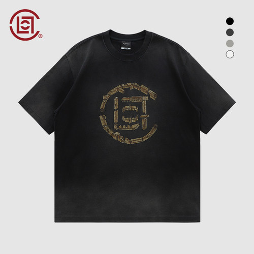 CLOT榫卯结构拼接Logo短袖T恤