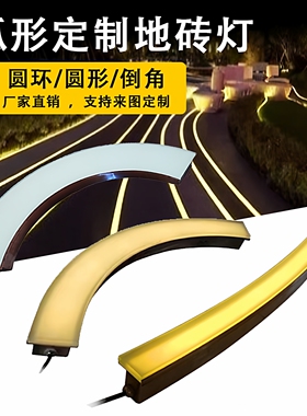 LED弧形圆环地砖灯户外防水DMX512RGB外控广场定制弯曲线条地埋灯