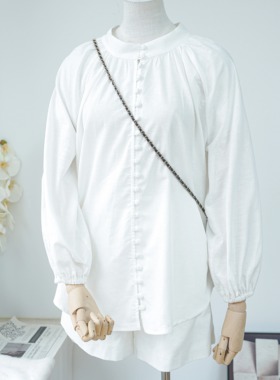 【白月光】明星同款雨露麻白色休闲老钱长袖衬衫亲肤柔软宽松上衣