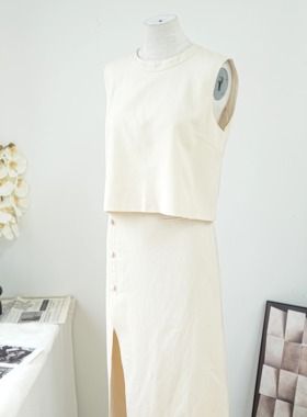 【格桑雅儒】老钱风慵懒轻奢亚麻套装夏季松弛感度假风半裙两件套