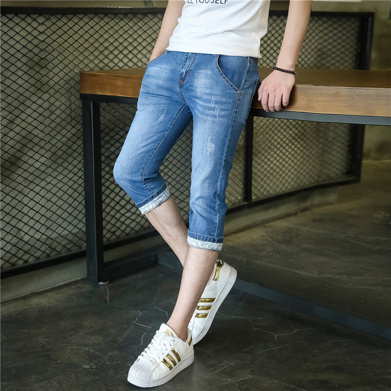 七分牛仔短裤男士外穿夏季薄款2026新款潮牌修身小脚休闲7分0329k