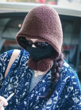 倪妮同款100％圈圈羊毛毛球巴拉克法帽女显脸小25秋冬保暖针织帽