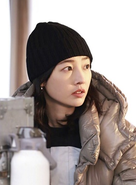 骄阳伴我白百何简冰同款黑色针织帽子秋冬保暖加厚毛线弹力套头帽