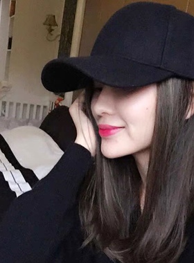 网红棒球帽女春夏季韩版百搭显脸小弯檐鸭舌帽黑色遮阳帽情侣潮帽
