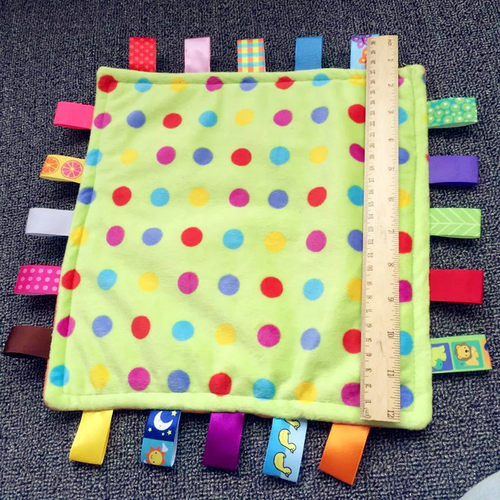 出口超柔超大珊瑚绒安抚巾标签色彩鲜艳拼接明星同款可咬可入口