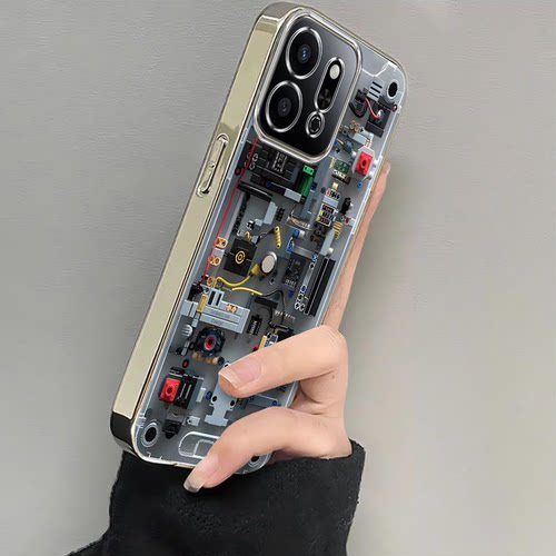 适用荣耀play9C手机壳7T新款华为HonorPlay35/6Tpro电路版5t全包防摔硅胶套plat8t/4tpro女8X9电镀8C