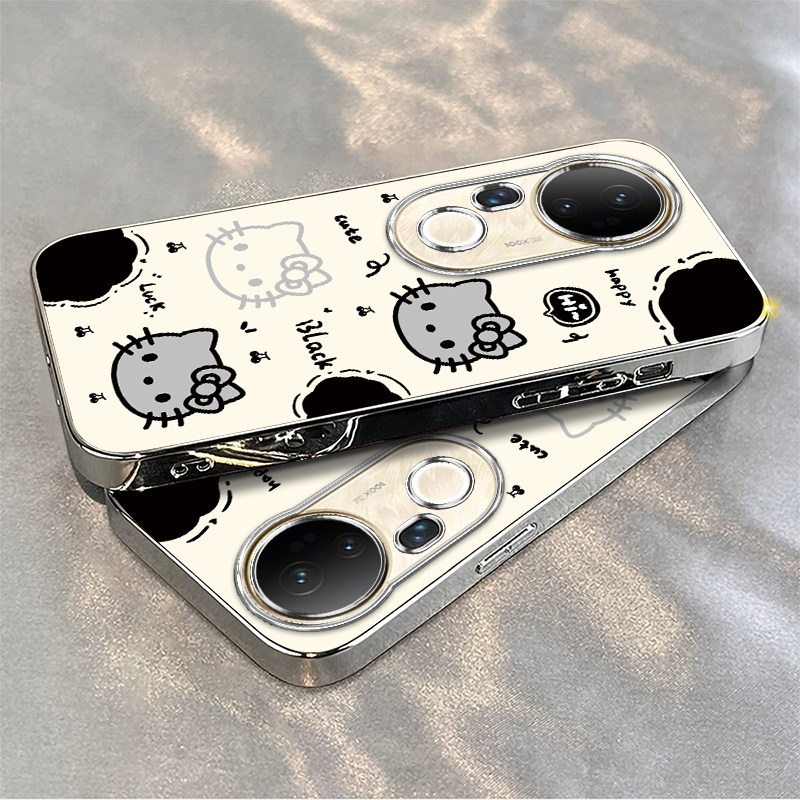 适用vivos20手机壳s19/s18/s17新款s16pro防摔vovos15e硅胶s12全包s10/s9e黑白kt猫vivis7t电镀s6s5高级s1