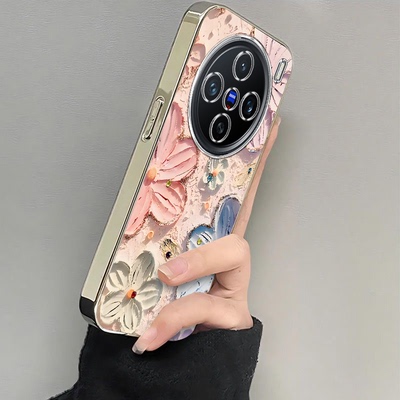 适用vivox200手机壳新款x100pro彩色海棠花X90Sx70硅胶外壳x60/x50/x80全包防摔x27女X30电镀x23x21a/20/x9