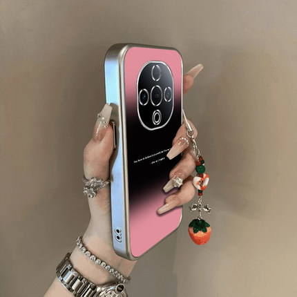 适用vivoy300Pro手机壳新款y200/y78/y77e黑粉渐变英文送手y76s硅胶套vovoy66y73sy71t防摔y93s85a女y70s电