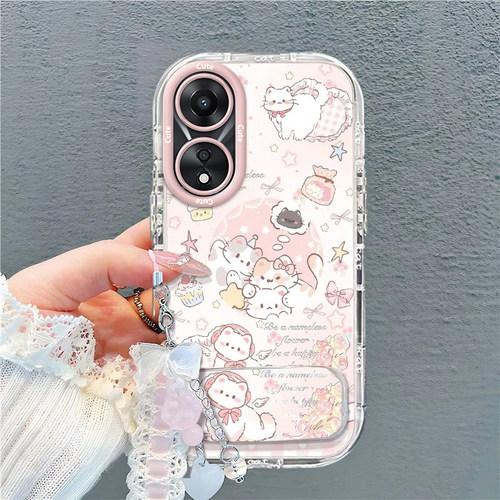 适用oppoA1X手机壳A1X5G保护OPPO套opa新款猫咪格子oppa带支架手链opooa软硅胶oppoax全包防摔opp0pp0ppo女生