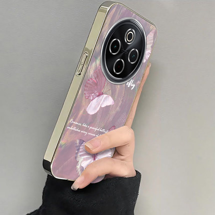 适用vivoy300Pro手机壳新款y200/y78/y77e水波纹蝴蝶送手y76s硅胶套vovoy66y73sy71t防摔y93s85a女y70sY300