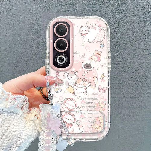 适用OPPOA3活力版手机壳PKD110猫咪格子保护5G套OPPO A3新款带支架手链外壳OPA板软硅胶0PP0POPA全包防摔女生